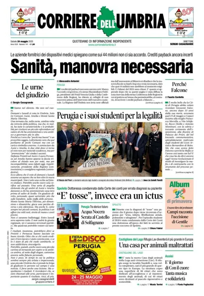 Prima-pagina-corriere umbria-del-2025-05-24